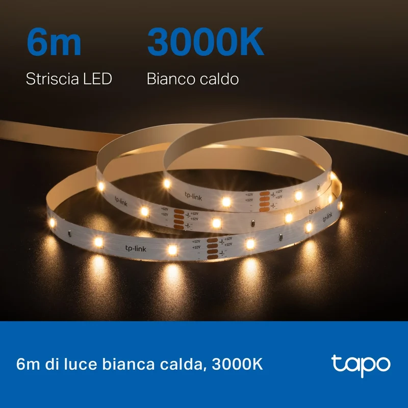 Tapo L901-6 Striscia LED Smart Wi-Fi 6m con 2 Sensori, Controllo Vocale Alexa