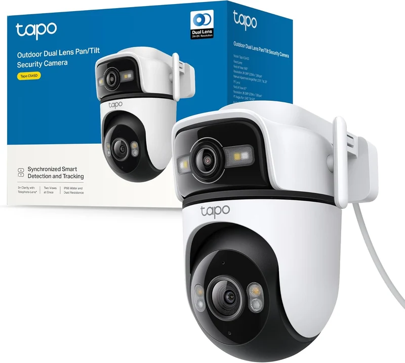 Tapo C545D Telecamera WiFi Esterno Doppio Obiettivo 2K 3MP, 360° PTZ
