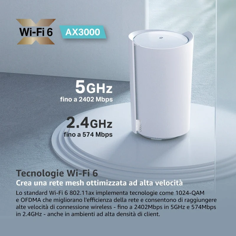 Deco X3000-5G Router 5G Mesh Wi-Fi 6 AX3000Mbps, Porta 2.5G