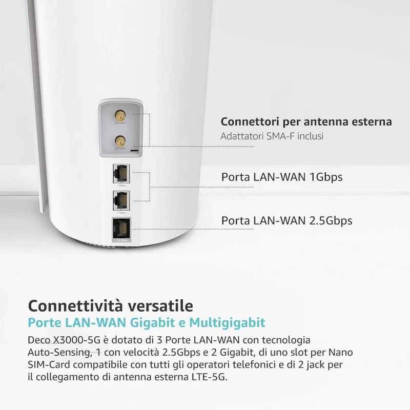 Deco X3000-5G Router 5G Mesh Wi-Fi 6 AX3000Mbps, Porta 2.5G