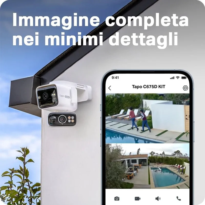 Tapo C675D KIT Telecamera WiFi Esterno 4K+4K Doppio Obiettivo Solare, 360° PTZ