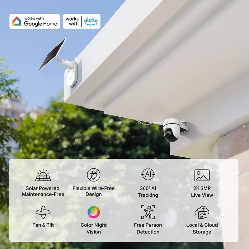 Tapo C610 KIT Telecamera WiFi Esterno 2K 3MP con Pannello Solare, 360° PTZ, 2pz