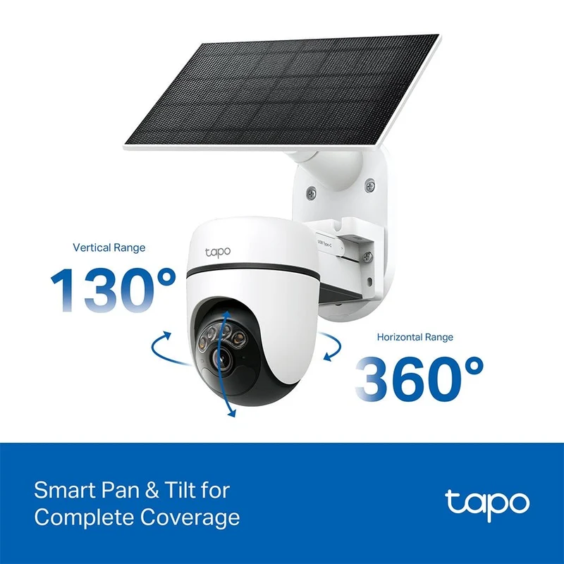 Tapo C610 KIT Telecamera WiFi Esterno 2K 3MP con Pannello Solare, 360° PTZ, 2pz