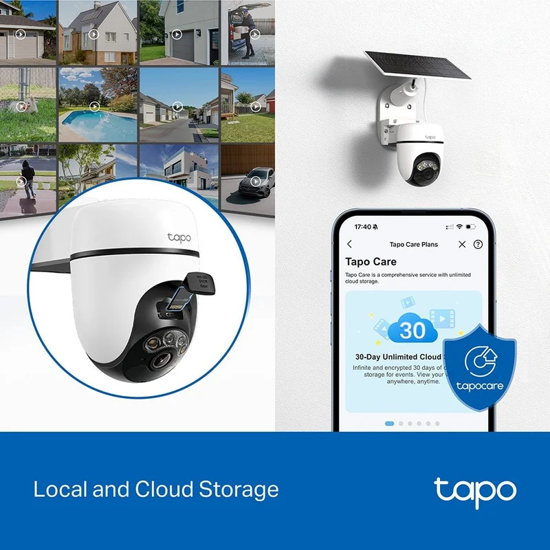 Tapo C610 KIT Telecamera WiFi Esterno 2K 3MP con Pannello Solare, 360° PTZ, 2pz