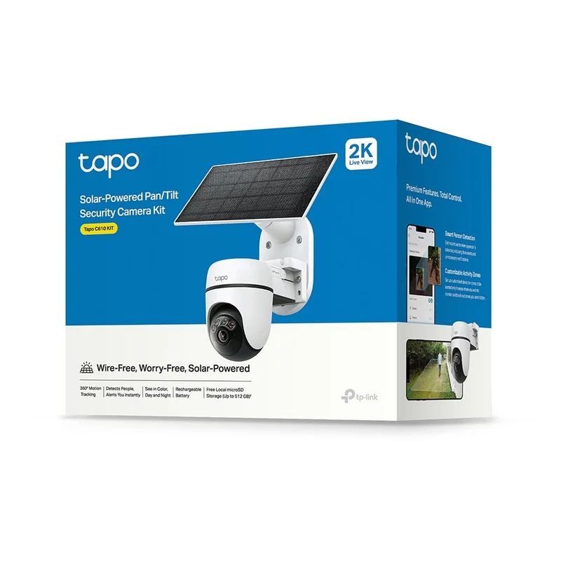 Tapo C610 KIT Telecamera WiFi Esterno 2K 3MP con Pannello Solare, 360° PTZ, 2pz