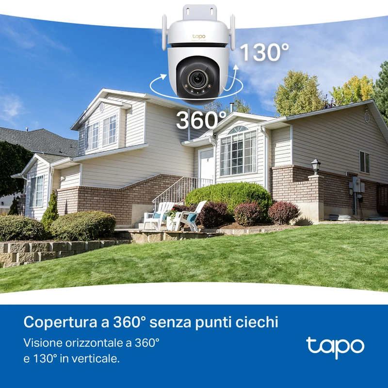 Tapo C530WS Telecamera WiFi Esterno 3K 5MP, Starlight, 360° PTZ, 2pz