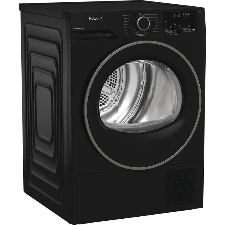 Hotpoint Ariston HPT 94D BBS IT, Capacità 9kg, classe C, colore Black,EasyIron, PetHair Removal | Profondità mobile 60cm