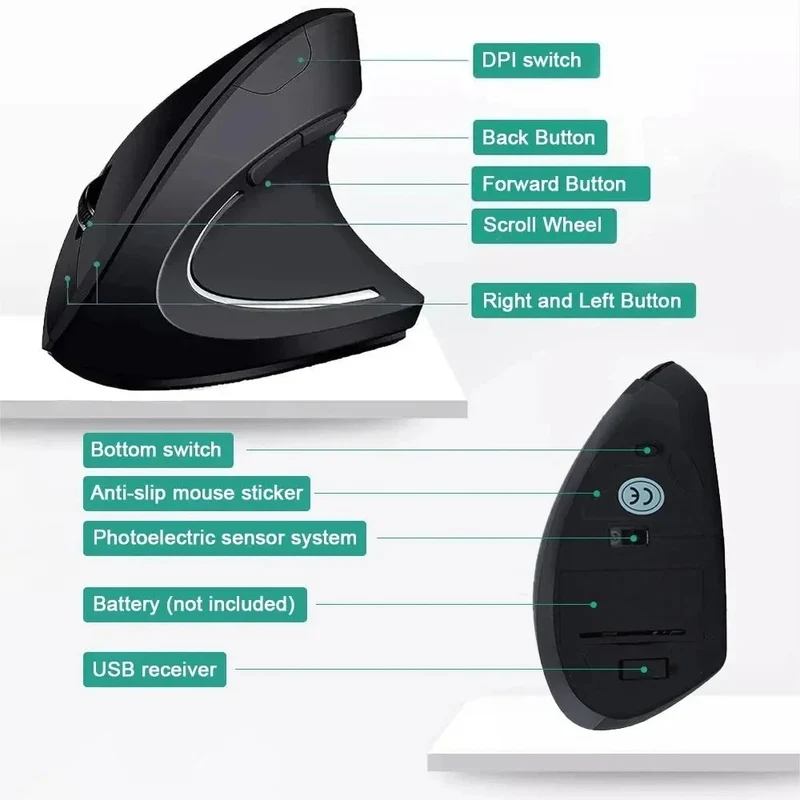 Vertical Ergonomic Wireless Mouse