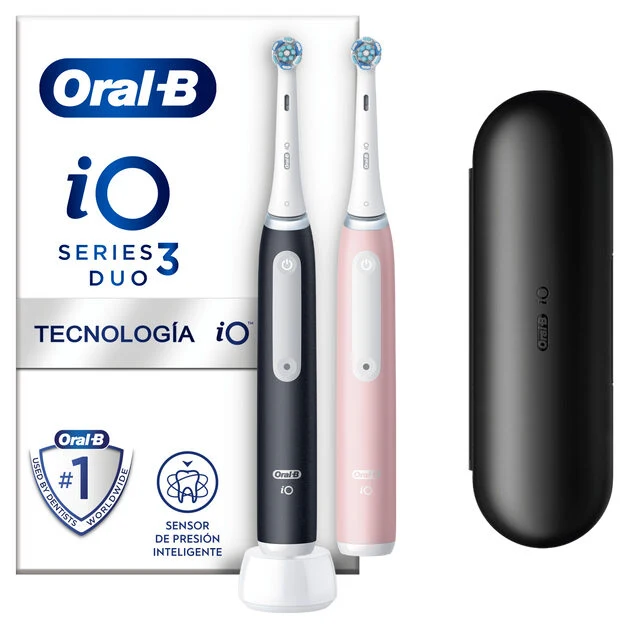 Oral-B iO3 Duo Adulto Spazzolino a vibrazione Nero, Rosa, Bianco