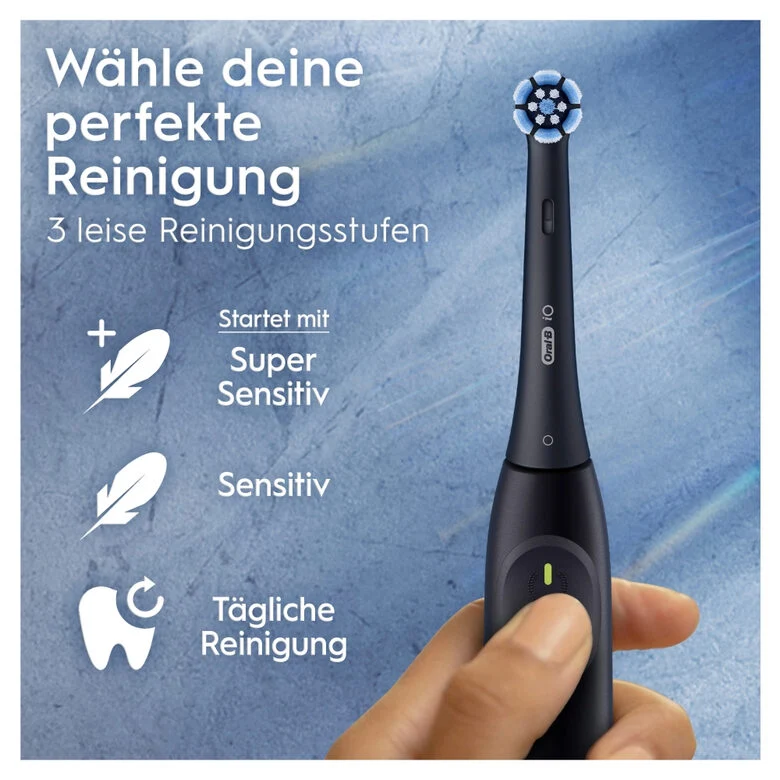 Oral-B iO 2 Spazzolino Elettrico Oral B, Nero e Verde, 1 Testina Di Ricambio, 2 Spazzolini, Delicato sulle Gengive, Efficace sulla placca, Sensore di Pressione