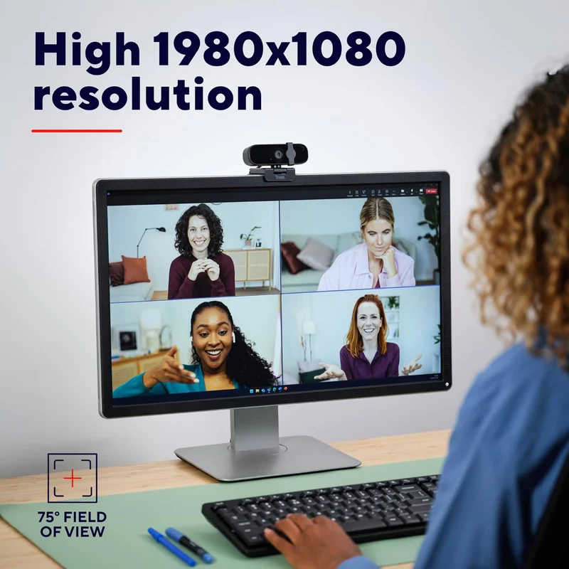 Trust Tanor 1080p Webcam PC con Microfono, Web Camera PC USB con Filtro Privacy, Fuoco Fisso 30 FPS, Plastica Riciclata 85%, Videocamera Full HD per Laptop Desktop Mac Windows Skype Zoom Teams