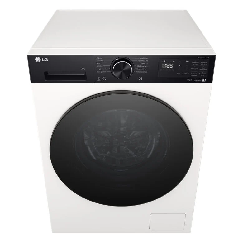 LG F4NX5009THB Lavatrice Slim A Libera Installazione 9 Kg, AI Intelligente, 1400 Giri, Classe A-40%, Ivory White/nero