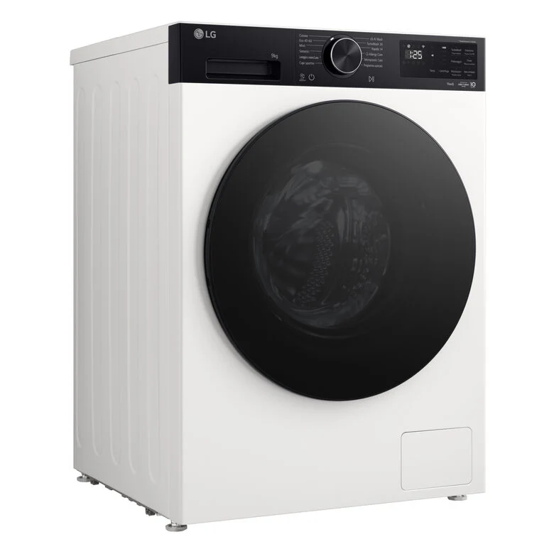 LG F4NX5009THB Lavatrice Slim A Libera Installazione 9 Kg, AI Intelligente, 1400 Giri, Classe A-40%, Ivory White/nero