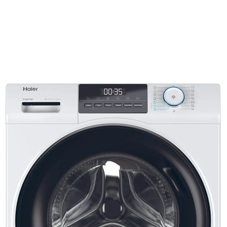 Haier HW90-BP14929A-S Lavatrice A Libera Installazione 9 Kg, 1400 Giri, AI Power Drive Inverter Motor, Pillow Drum, Classe A, Bianco
