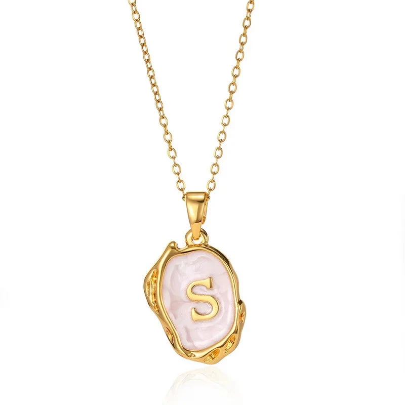 A-Z Alphabet Gold Plated Stainless Steel Pendant Necklace