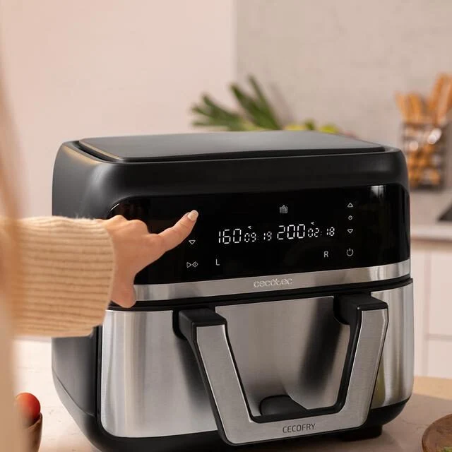 Cecotec Cecofry Dual 9000 Singolo 9 L Indipendente 2850 W Friggitrice ad aria calda Nero, Acciaio inossidabile