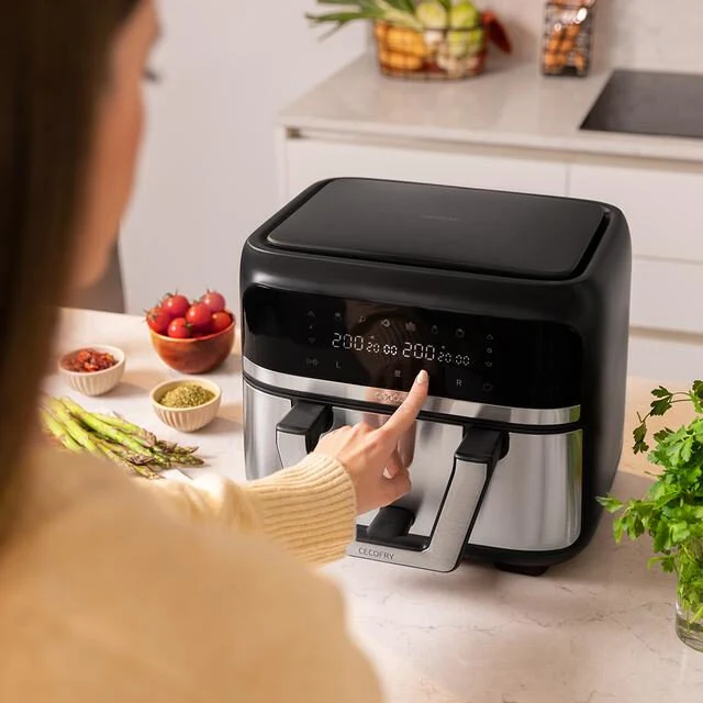 Cecotec Cecofry Dual 9000 Singolo 9 L Indipendente 2850 W Friggitrice ad aria calda Nero, Acciaio inossidabile