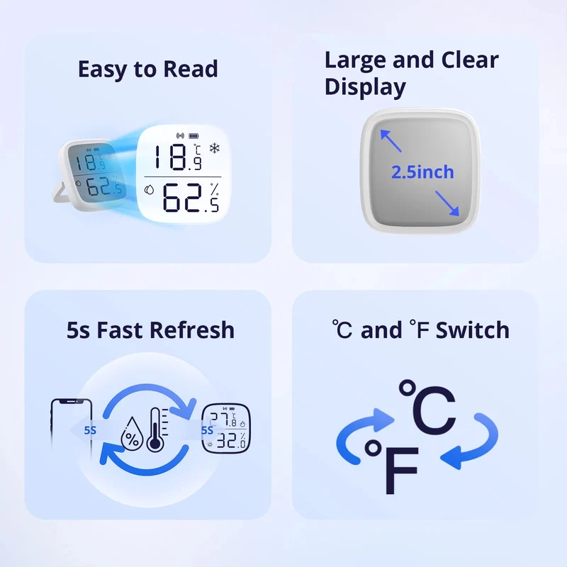 4PCS SONOFF SNZB-02D Zigbee LCD Smart Temperature & Humidity Sensor