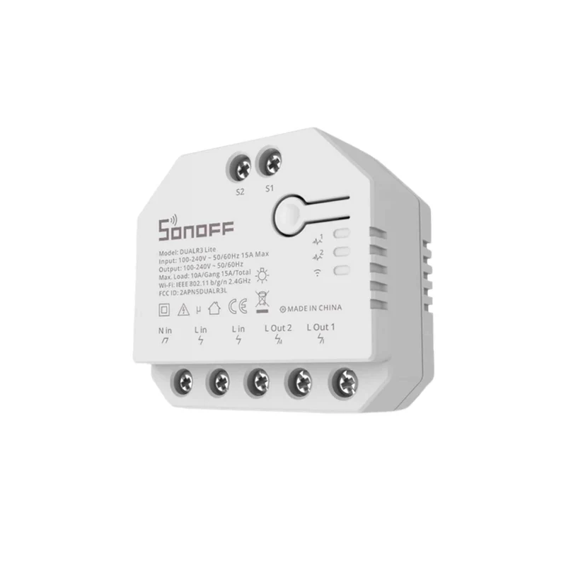 SONOFF DualR3 Lite Smart Dual Relay Wi-Fi Switch – DIY 2-Gang Mini Module with Two-Way Control for Home Automation