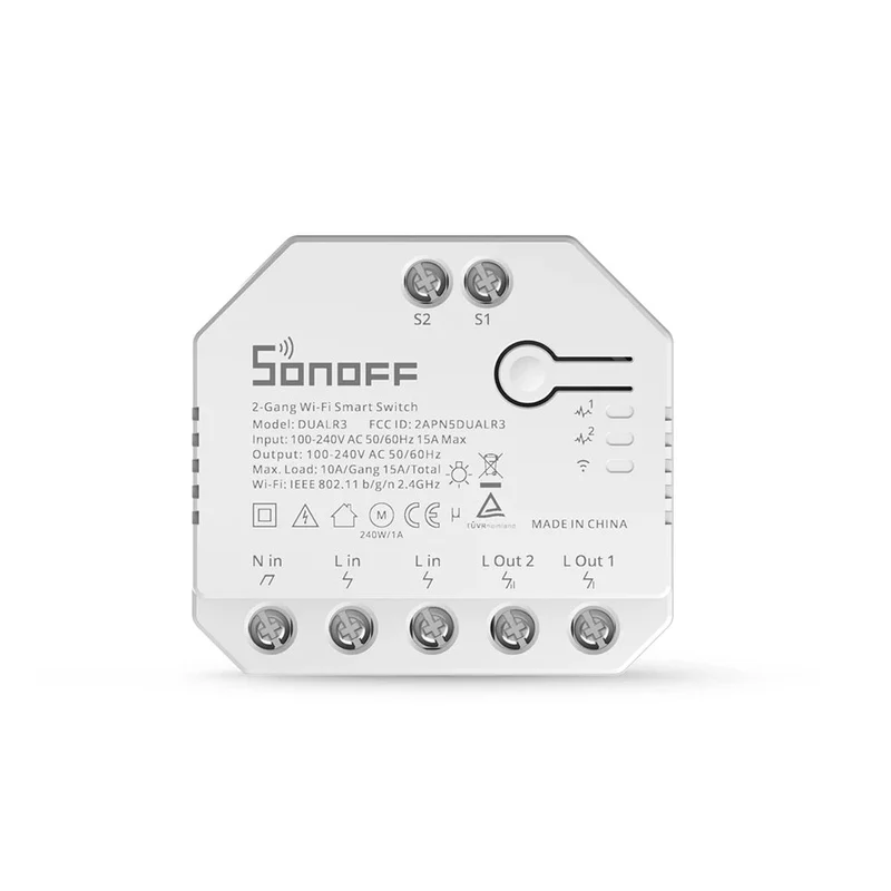 SONOFF DualR3 Lite Smart Dual Relay Wi-Fi Switch – DIY 2-Gang Mini Module with Two-Way Control for Home Automation