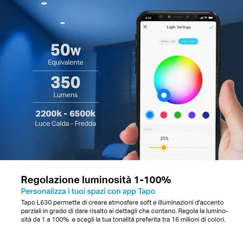 Tapo L630 Faretto LED Smart Wi-Fi Multicolore GU10, Controllo Vocale con Alexa, 4pz