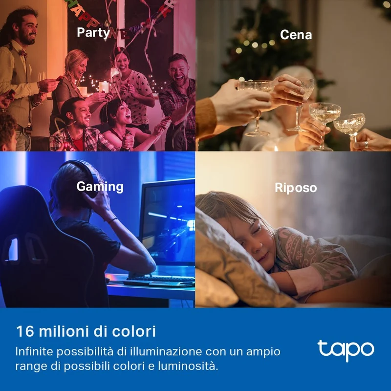 Tapo L535E Lampadina Smart Matter E27 Multicolore 1055lm 75W Alexa Google