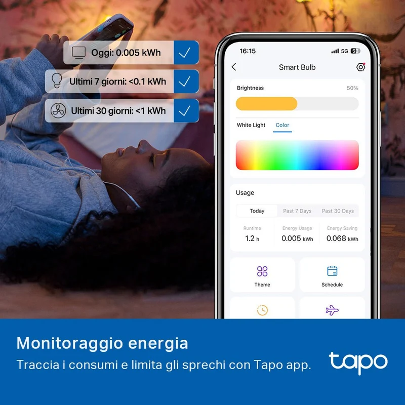 Tapo L535E Lampadina Smart Matter E27 Multicolore 1055lm 75W Alexa Google