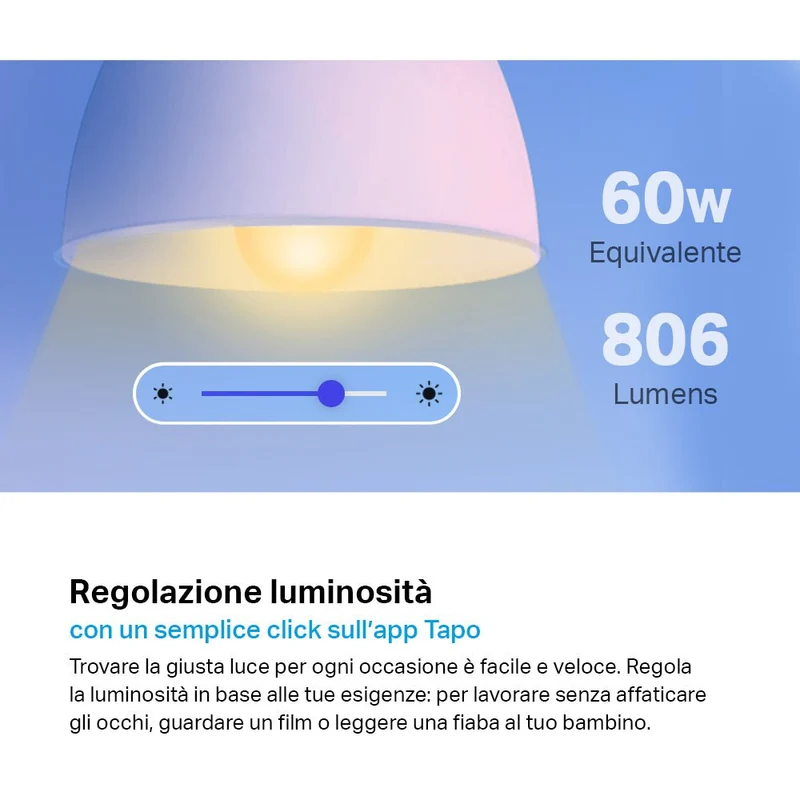 Tapo L510E Lampadina Smart WiFi E27 Luce Calda 806lm 9W Alexa Google, 2pz