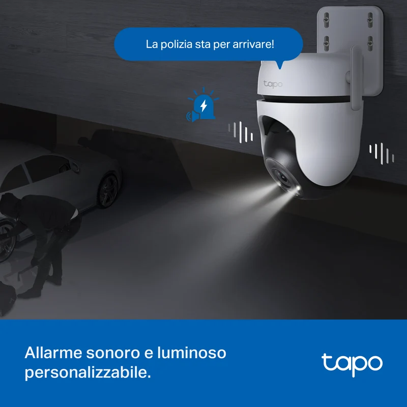 Tapo C520WS Telecamera WiFi Esterno 2K 4MP, Starlight, 360° PTZ, WiFi/Ethernet