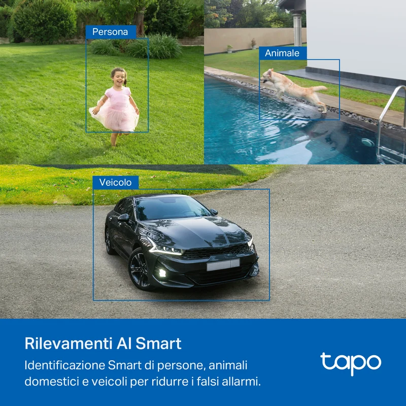 Tapo C425 KIT Telecamera WiFi Esterno 2K 4MP Batteria con Pannello Solare