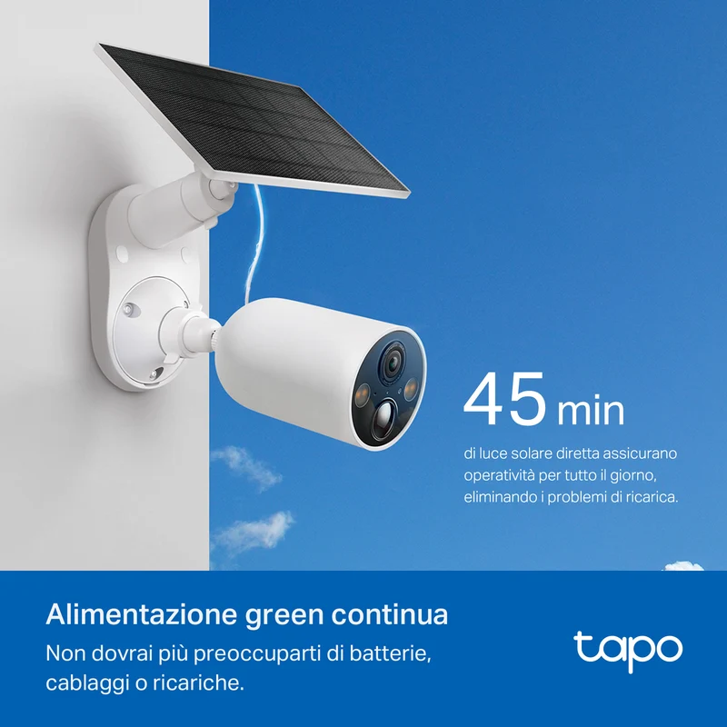 Tapo C425 KIT Telecamera WiFi Esterno 2K 4MP Batteria con Pannello Solare