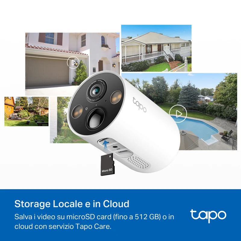 Tapo C425 KIT Telecamera WiFi Esterno 2K 4MP Batteria con Pannello Solare