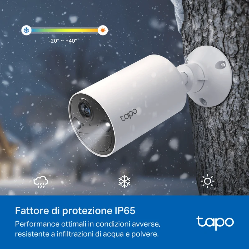 Tapo C410 Telecamera Wi-Fi Esterno a Batteria 2K 3MP, Visione Notturna a Colori, 4pz
