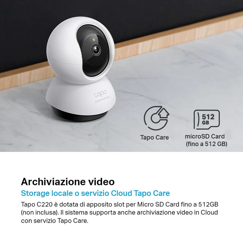 Tapo C220 Telecamera Wi-Fi Interno 2K 4MP, 360° Visuale