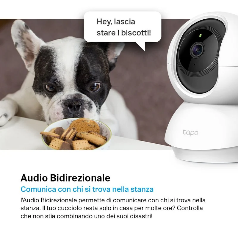 Tapo C200 Telecamera Wi-Fi Interno 1080P FHD, 360° Visuale, MicroSD fino a 512GB