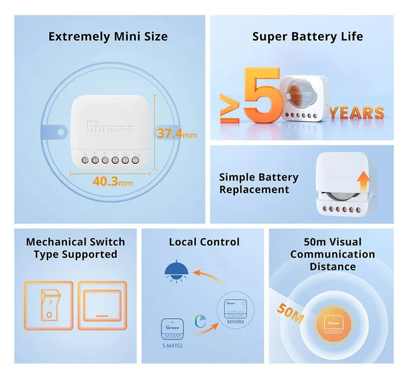 SONOFF S-MATE2 Extreme Switch Mate – Battery-Powered Local Control for Mechanical Switches