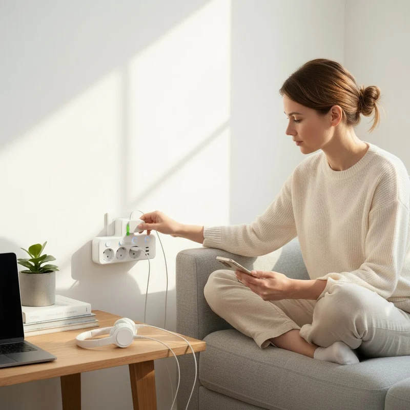 Multiprise Compacte 4 Prises et USB - Sécurisée et Polyvalente