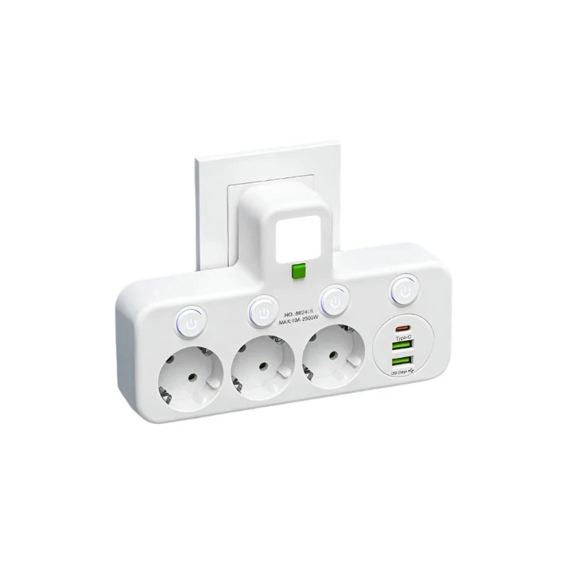 Multiprise Compacte 4 Prises et USB - Sécurisée et Polyvalente