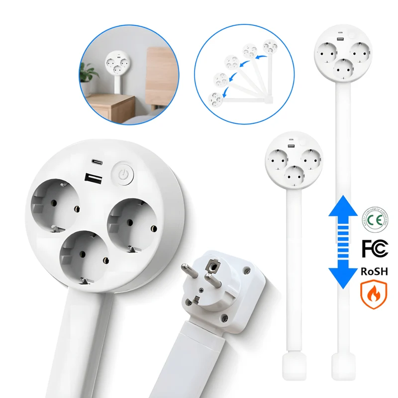Prise Extensible Intelligente avec USB - Design Élégant et Pratique
