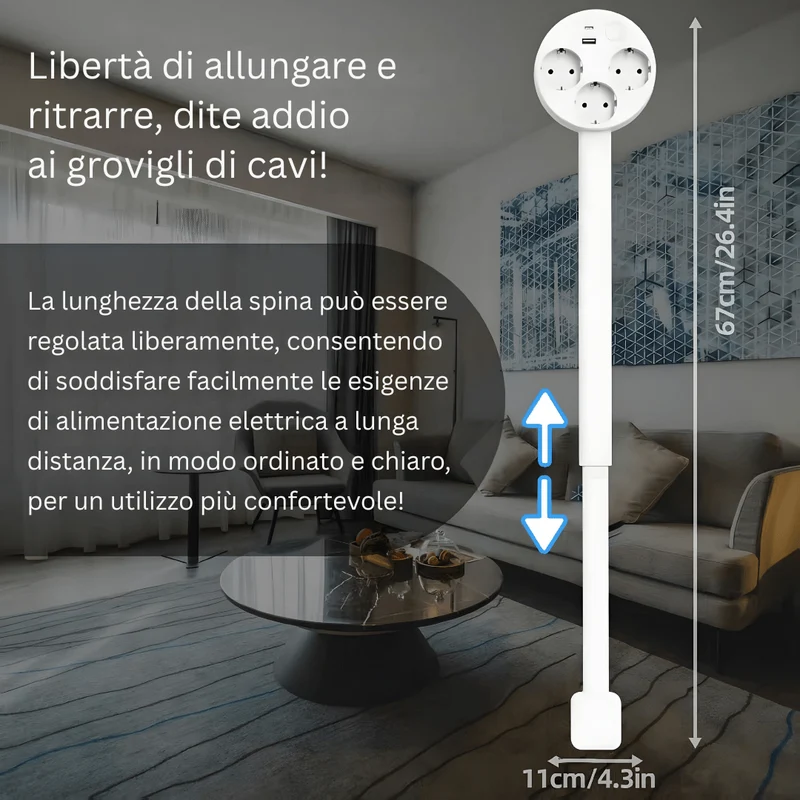 Prise Extensible Intelligente avec USB - Design Élégant et Pratique