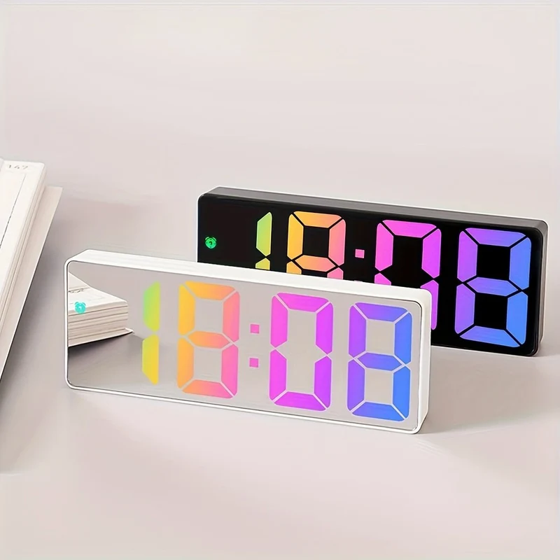 Mira – Réveil Digital LED Miroir Silencieux, Température & Détection Sonore
