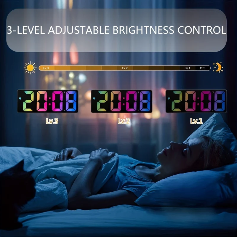 Mira – Réveil Digital LED Miroir Silencieux, Température & Détection Sonore