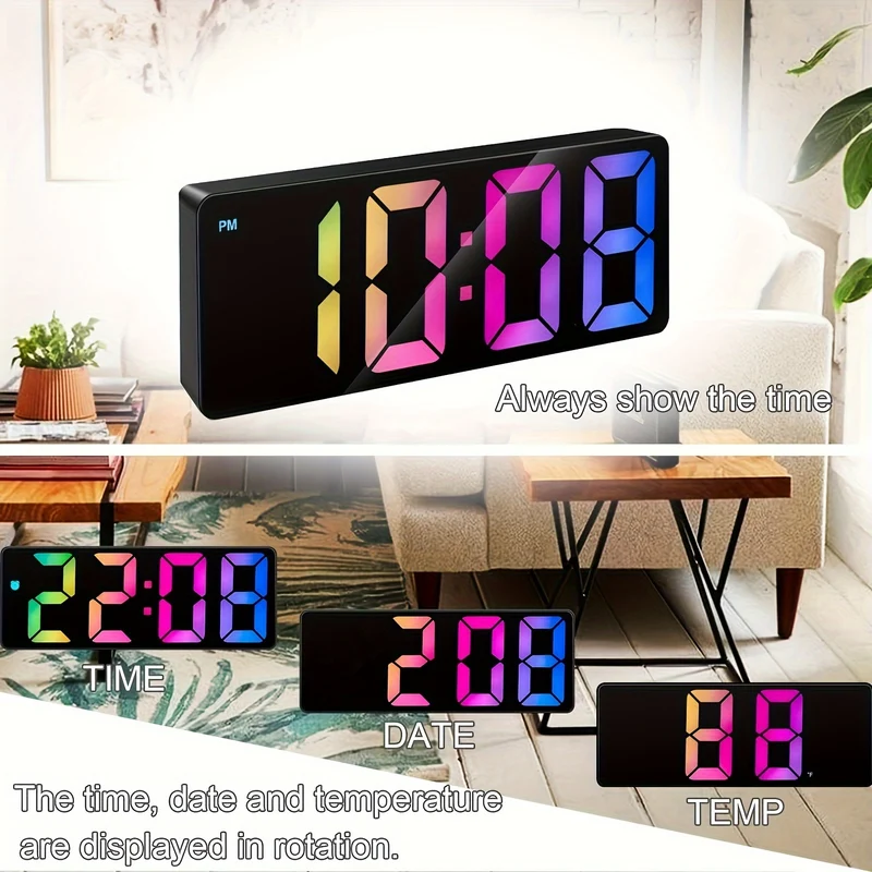 Mira – Réveil Digital LED Miroir Silencieux, Température & Détection Sonore