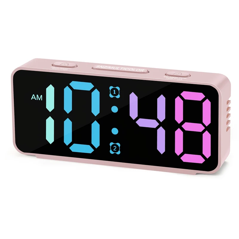 Mira – Réveil Digital LED Miroir Silencieux, Température & Détection Sonore