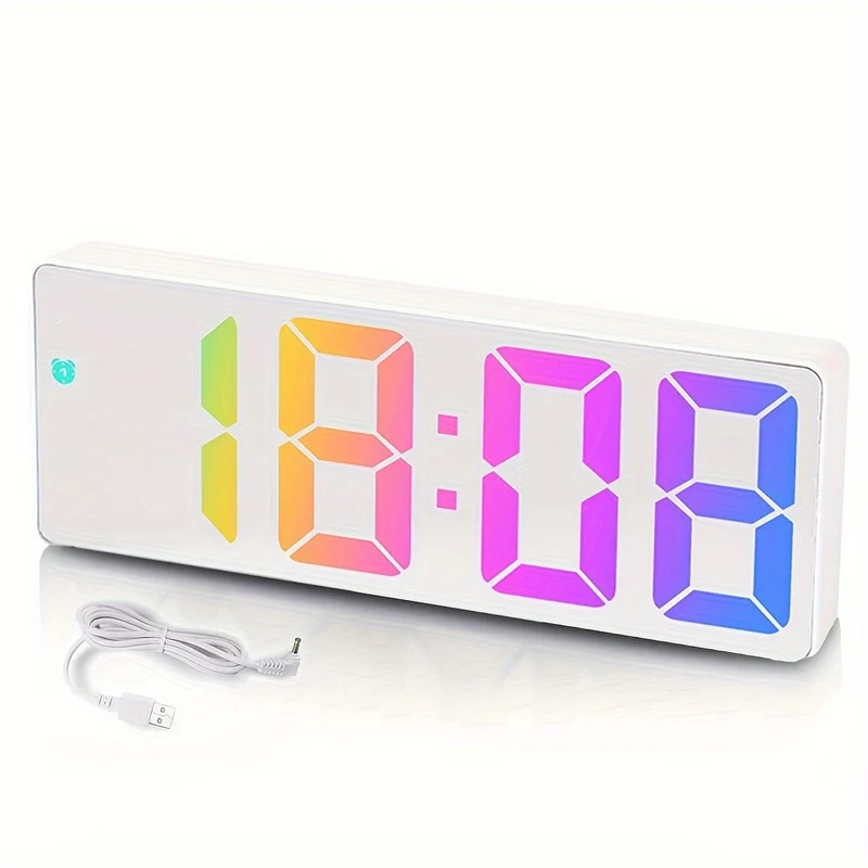 Mira – Réveil Digital LED Miroir Silencieux, Température & Détection Sonore