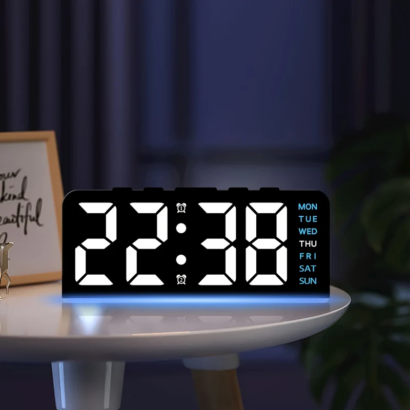 Aurora – Réveil Digital LED Grands Chiffres, Lumière d'Ambiance & Date