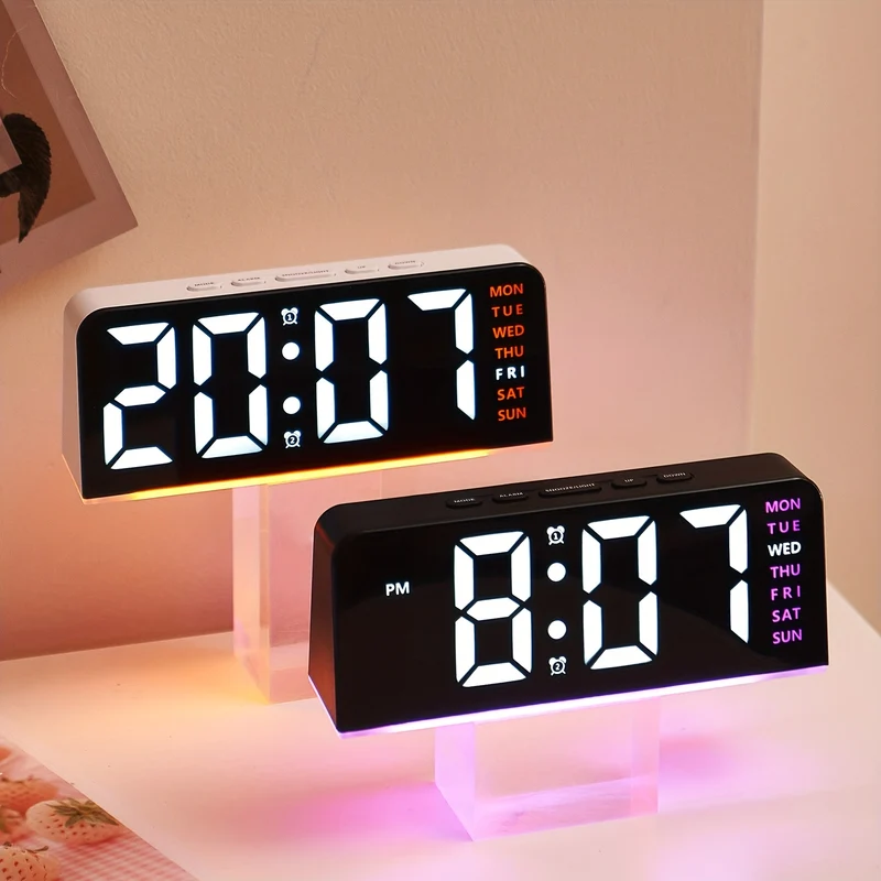 Aurora – Réveil Digital LED Grands Chiffres, Lumière d'Ambiance & Date