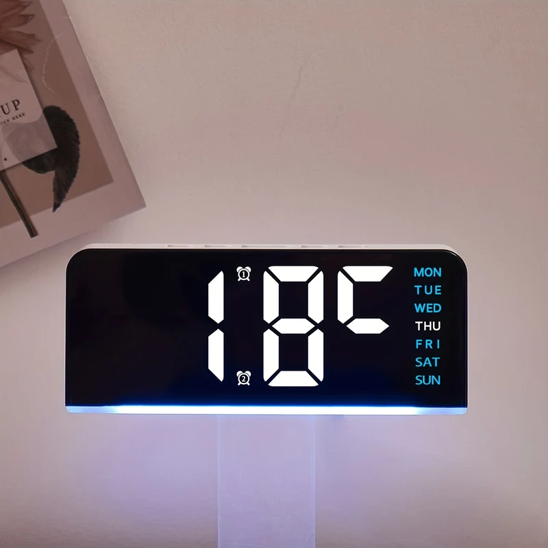 Aurora – Réveil Digital LED Grands Chiffres, Lumière d'Ambiance & Date