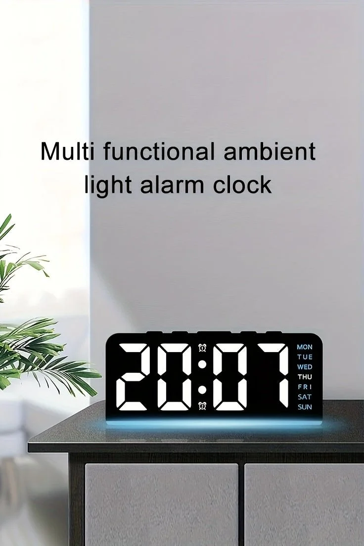 Aurora – Réveil Digital LED Grands Chiffres, Lumière d'Ambiance & Date