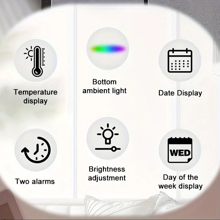 Aurora – Réveil Digital LED Grands Chiffres, Lumière d'Ambiance & Date